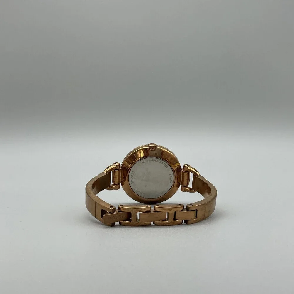 Fossil Womens Watch 32mm Rose Gold Tone Crystal Bezel ES3286 New Battery 6